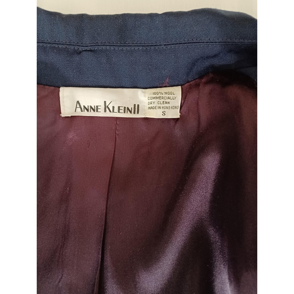 Vintage‎ Anne Klein Coat Womens Small Blue Wool Single Breasted Overcoat 80s - Picture 5 of 7